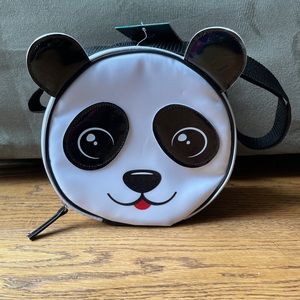 Panda Lunch Bag Tote Bento Oval 8" w Strap Zipper Fit and Fresh